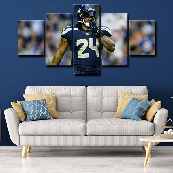 Seattle Seahawks Running Back Money Marshawn Lynch Canvas Wall Art