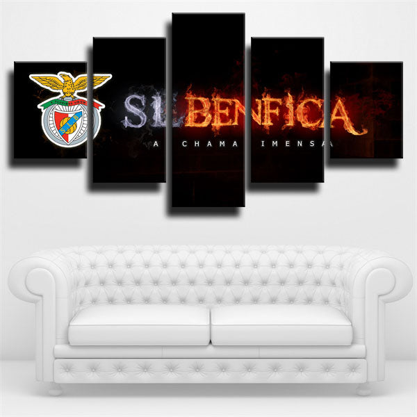 Sl Benfica Black Backgroudn Emblem Canvas Wall Art