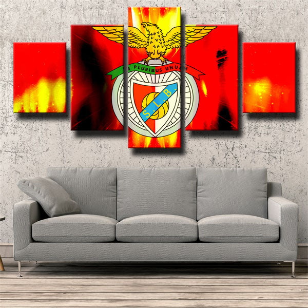 Sl Benfica Fire Red Emblem Canvas Wall Art