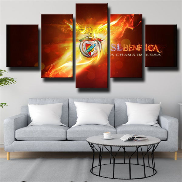 Sl Benfica Fire Shape Emblem Canvas Wall Art