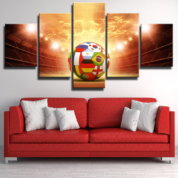 Soccer Stadium Sunset Scene Canvas Wall Art