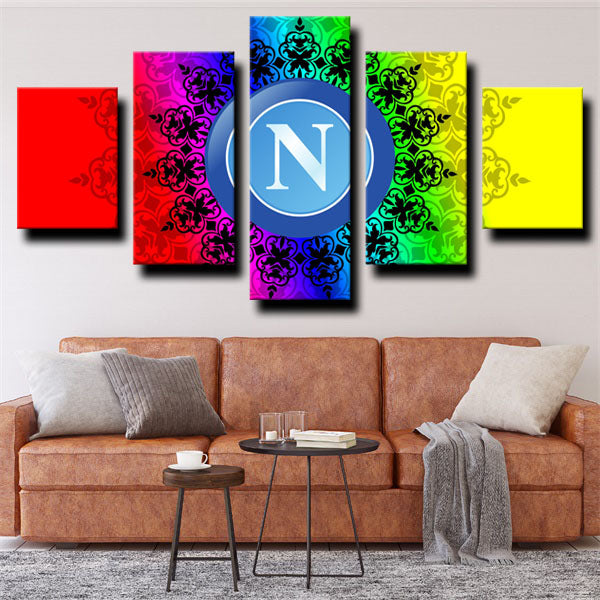 Ssc Napoli Bright Coloured Symbol Canvas Wall Art