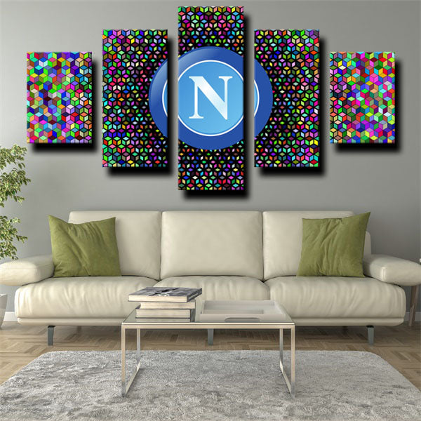 Ssc Napoli Gaily Coloured Emblem Canvas Wall Art