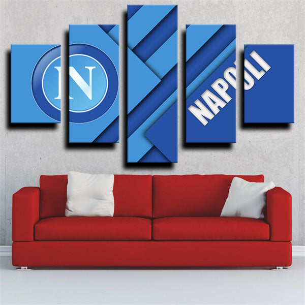 Ssc Napoli Stripes Badge Canvas Wall Art