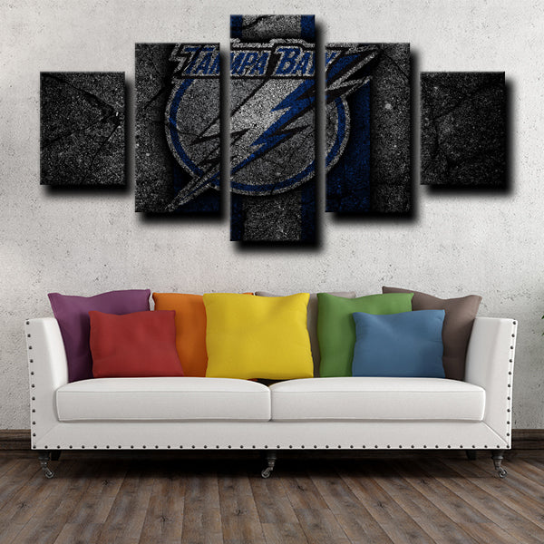 Tampa Bay Lightning Logo Black Canvas Wall Art