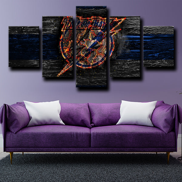 Tampa Bay Lightning Logo Black Canvas Wall Art