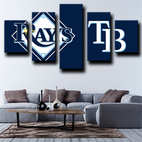 Tampa Bay Rays Dark Blue Badge Canvas Wall Art