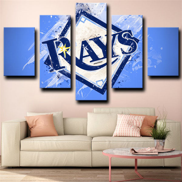 Tampa Bay Rays Nattier Blue Badge Canvas Wall Art
