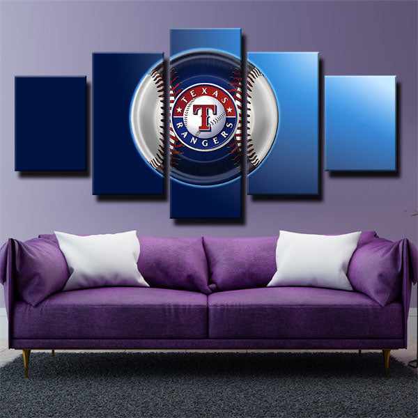 Texas Rangers Baseball Badge Canvas Wall Art