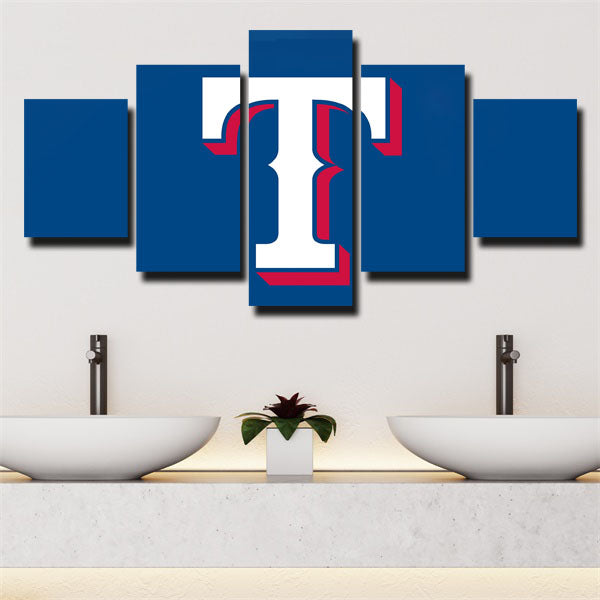 Texas Rangers Blue Logo Canvas Wall Art