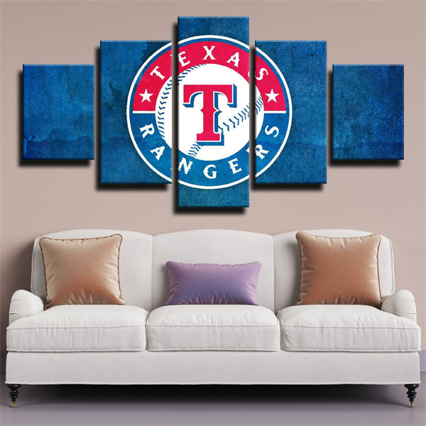 Texas Rangers Symbol Blue Canvas Wall Art