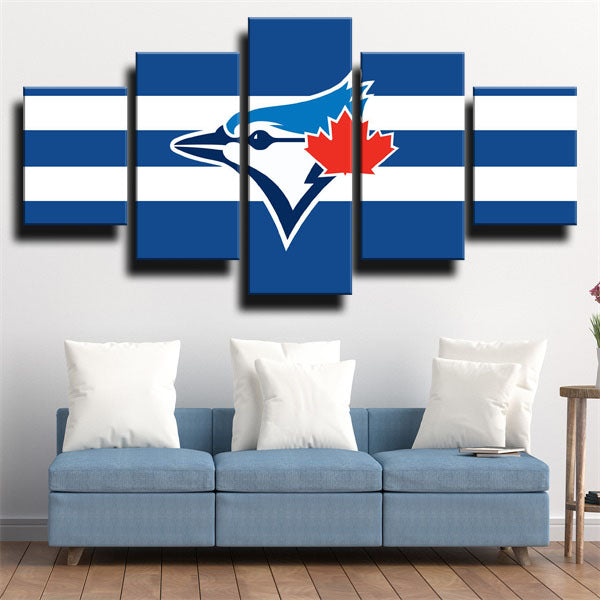 Toronto Blue Jays Stripe Blue Emblem Canvas Wall Art