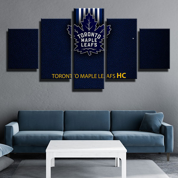 Toronto Maple Leafs Blue Leather Emblem Canvas Wall Art