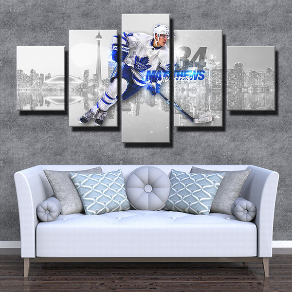 Toronto Maple Leafs Center Gray City Auston Matthews Canvas Wall Art