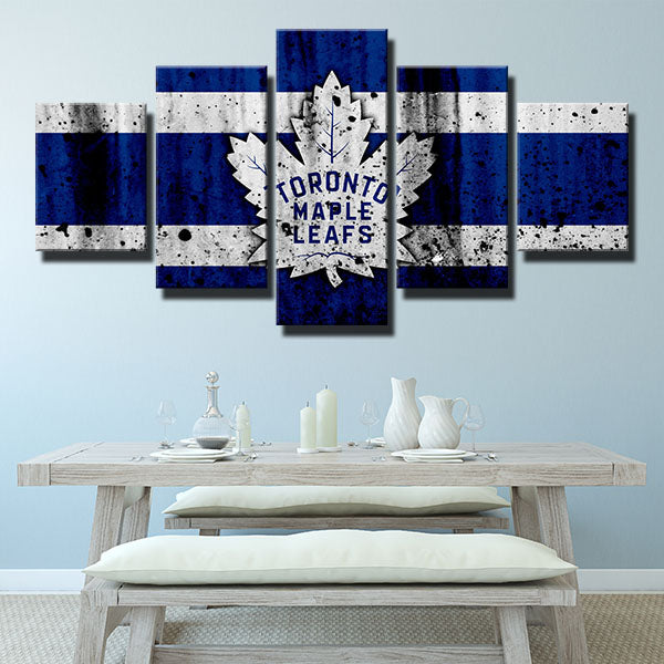 Toronto Maple Leafs Dirty Stripes Emblem Canvas Wall Art