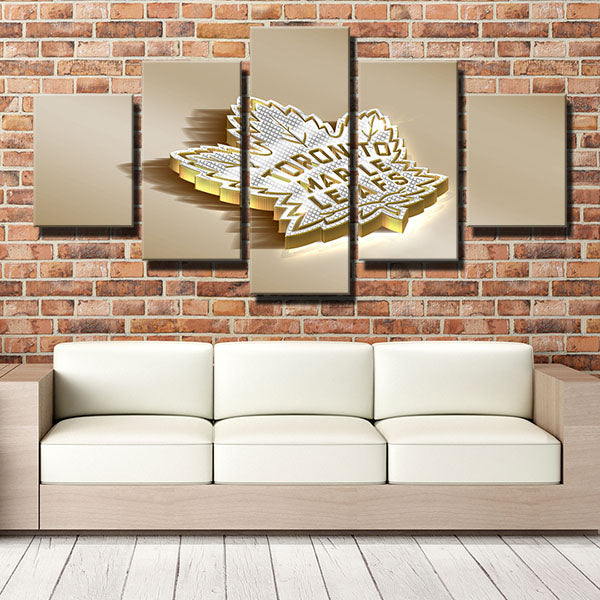 Toronto Maple Leafs Golden 3D Emblem Canvas Wall Art
