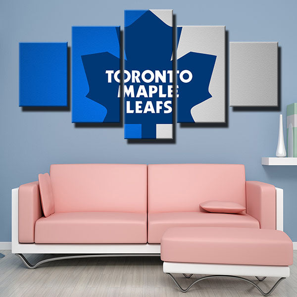 Toronto Maple Leafs Half Blue And White Emblem Canvas Wall Art