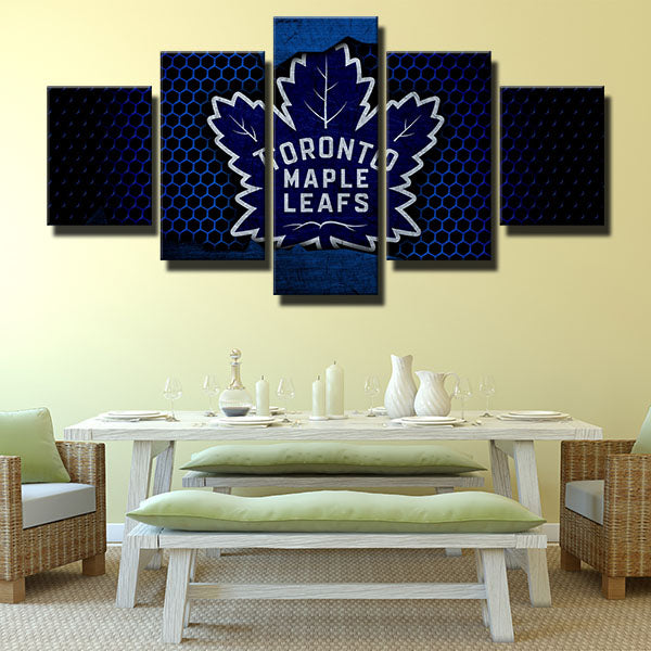 Toronto Maple Leafs Honeycomb Emblem Canvas Wall Art
