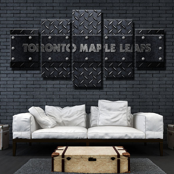 Toronto Maple Leafs Iron Team Name Emblem Canvas Wall Art