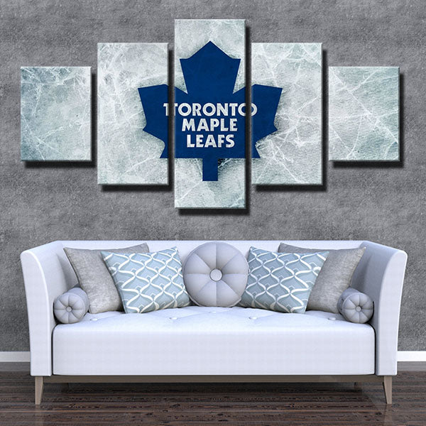 Toronto Maple Leafs Scratched Ice Emblem Canvas Wall Art