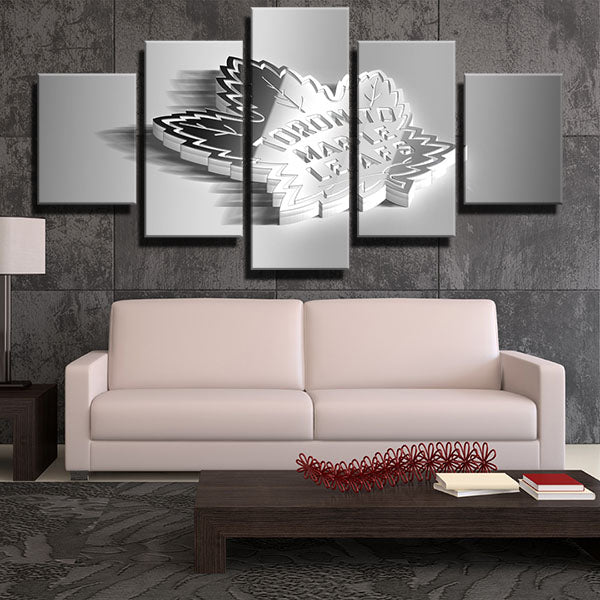 Toronto Maple Leafs White 3D Emblem Canvas Wall Art