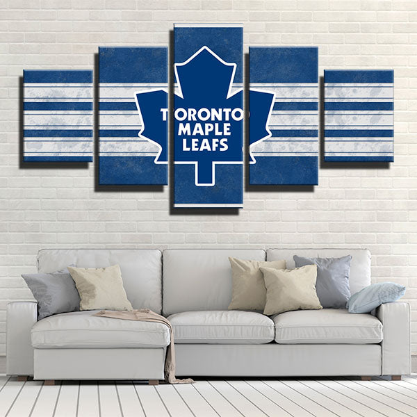 Toronto Maple Leafs White Stripes Emblem Canvas Wall Art