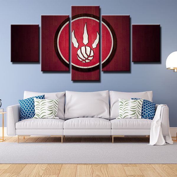 Toronto Raptors Red Wood Emblem Canvas Wall Art
