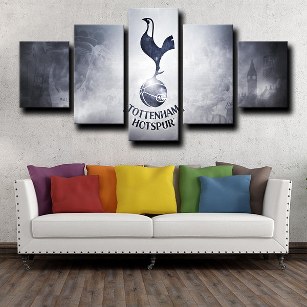 Tottenham Hotspur Fc Logo Badge Black Canvas Wall Art