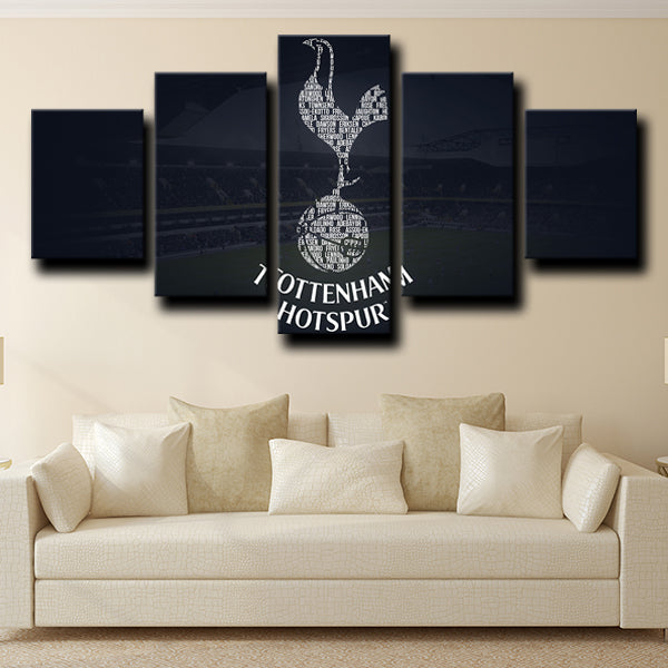 Tottenham Hotspur Fc Logo Crest Black Canvas Wall Art