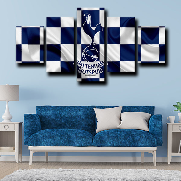Tottenham Hotspur Fc Logo Crest White And Blue Canvas Wall Art