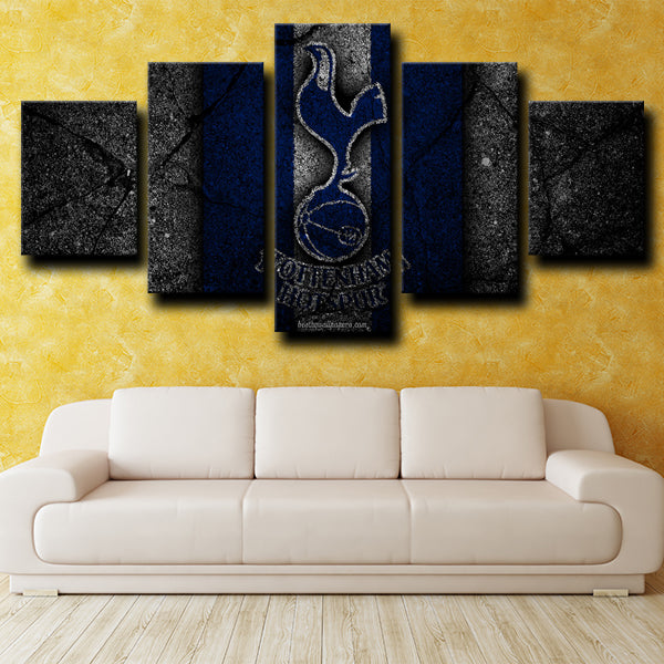 Tottenham Hotspur Fc Logo Emblem Black Canvas Wall Art