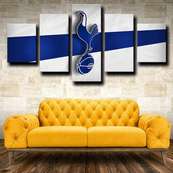 Tottenham Hotspur Fc Logo Emblem White And Blue Canvas Wall Art
