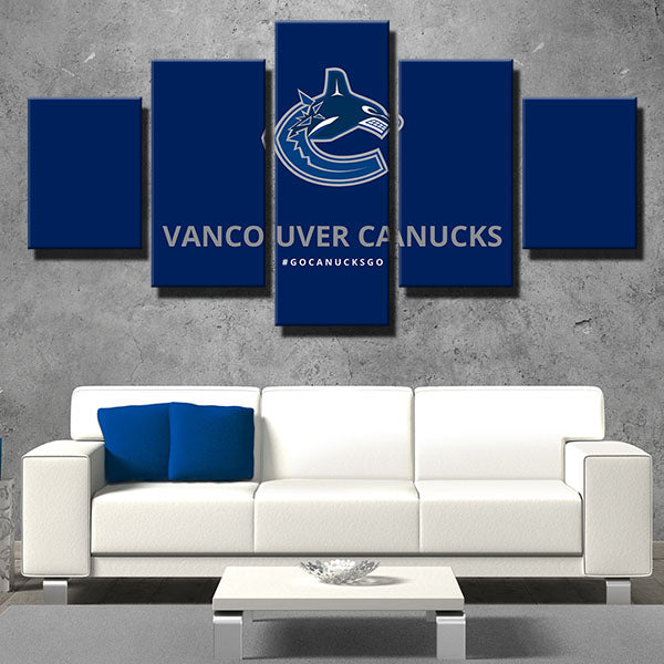 Vancouver Canucks Dark Blue Simple Emblem Canvas Wall Art