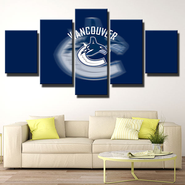 Vancouver Canucks Navy Blue Dazzle Emblem Canvas Wall Art