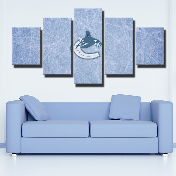 Vancouver Canucks Powder Blue Ice Emblem Canvas Wall Art