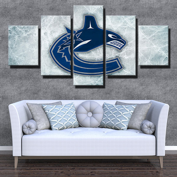 Vancouver Canucks Scratched Ice Emblem Canvas Wall Art