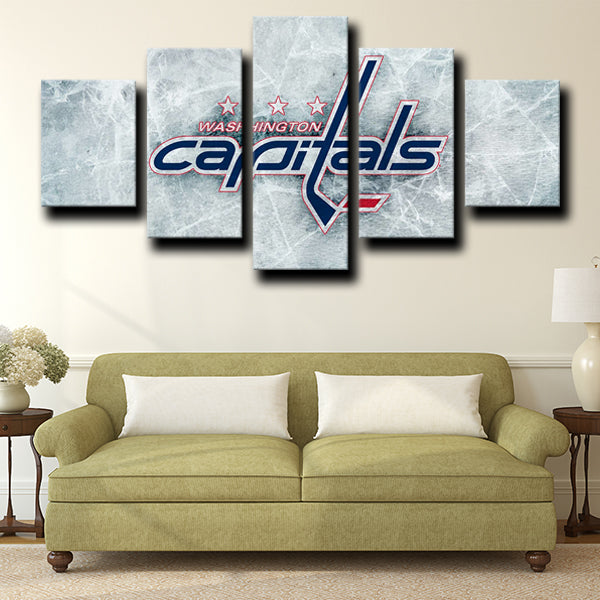 Washington Capitals Logo Grey Canvas Wall Art