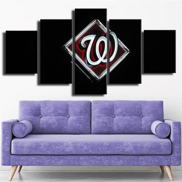 Washington Nationals Badge Black Canvas Wall Art