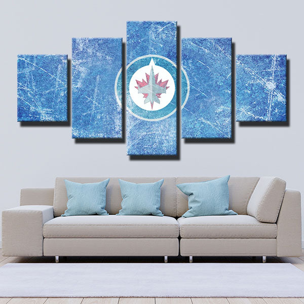 Winnipeg Jets Blue Ice Emblem Canvas Wall Art
