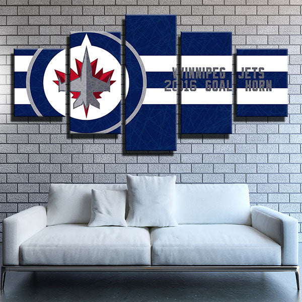 Winnipeg Jets Blue Simple Emblem Canvas Wall Art
