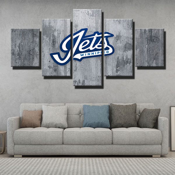 Winnipeg Jets Gray Wall Jets Emblem Canvas Wall Art