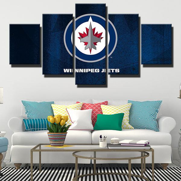 Winnipeg Jets Navy Blue Emblem Canvas Wall Art
