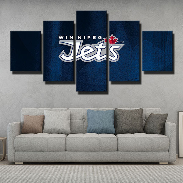 Winnipeg Jets Navy Blue Old Canvas Wall Art