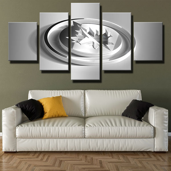 Winnipeg Jets White 3D Emblem Canvas Wall Art