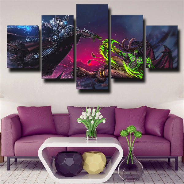 Legion Night Elves Illidan Stormrage Fight Canvas Wall Art