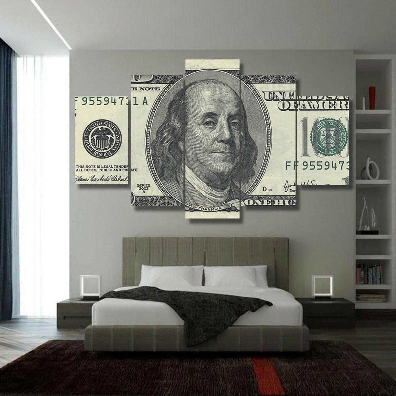 100 Dollar Bill Benjamin Franklin Money Canvas Wall Art