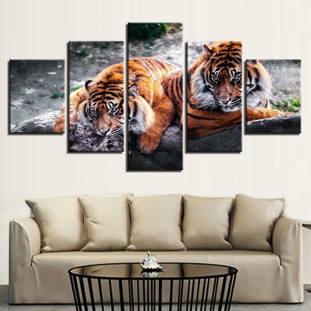 Two Tigers Canvas Wall Art