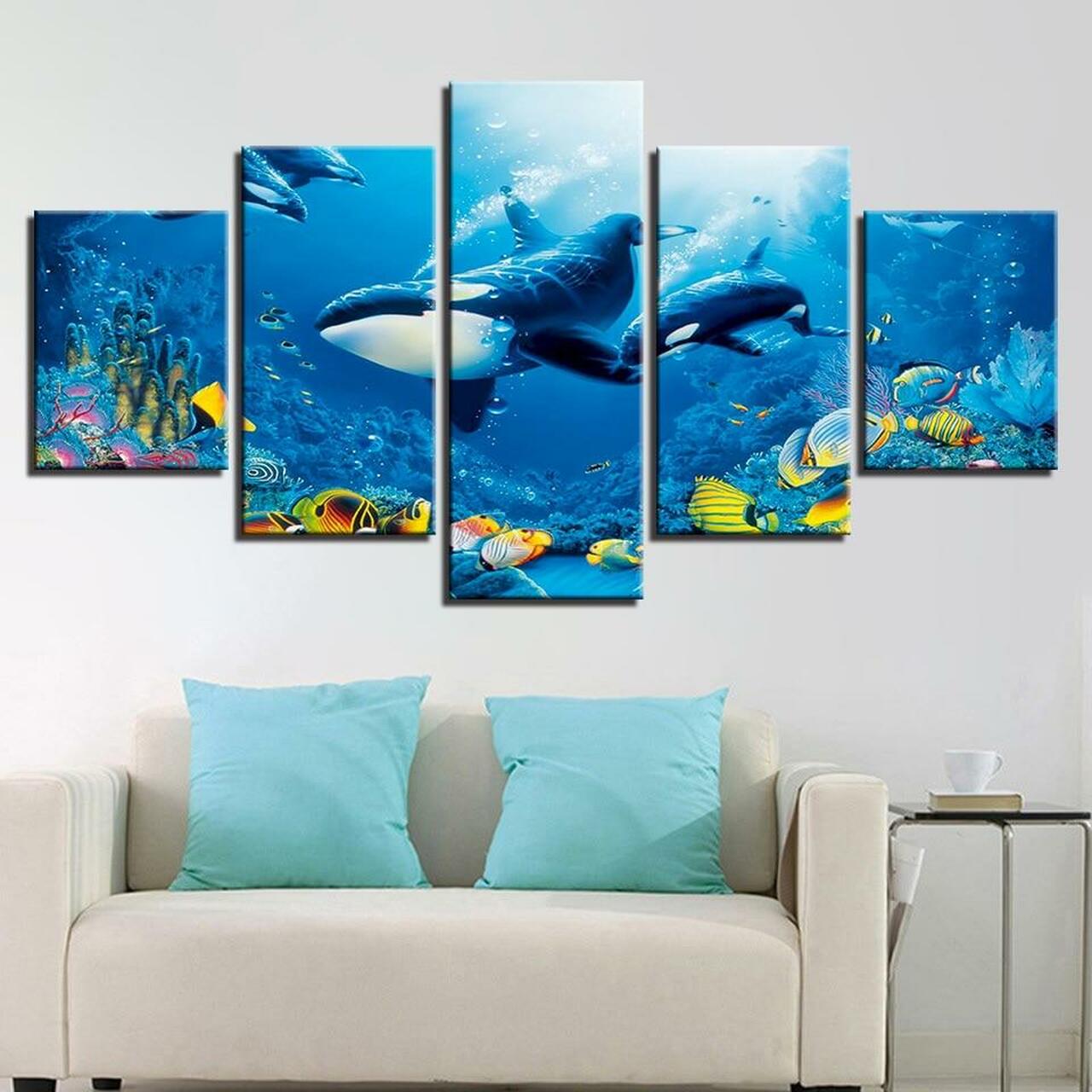 Whale And Goldfish Canvas Wall Art