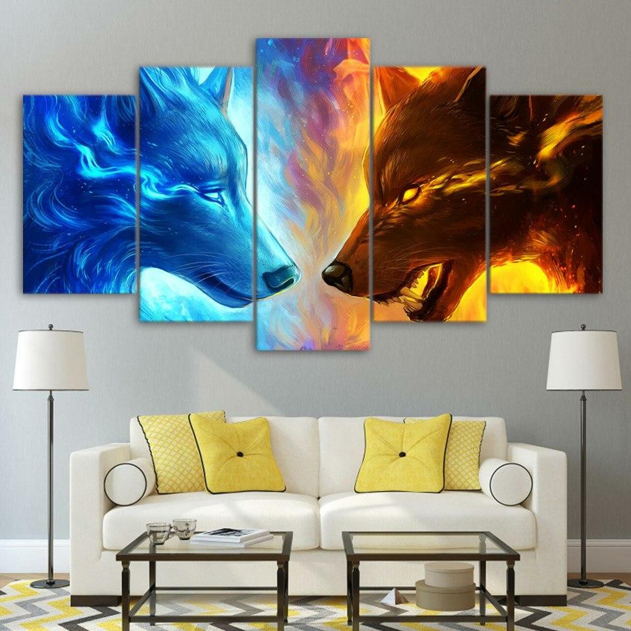 Fire And Ice 5 Panel Canvas Wall Art