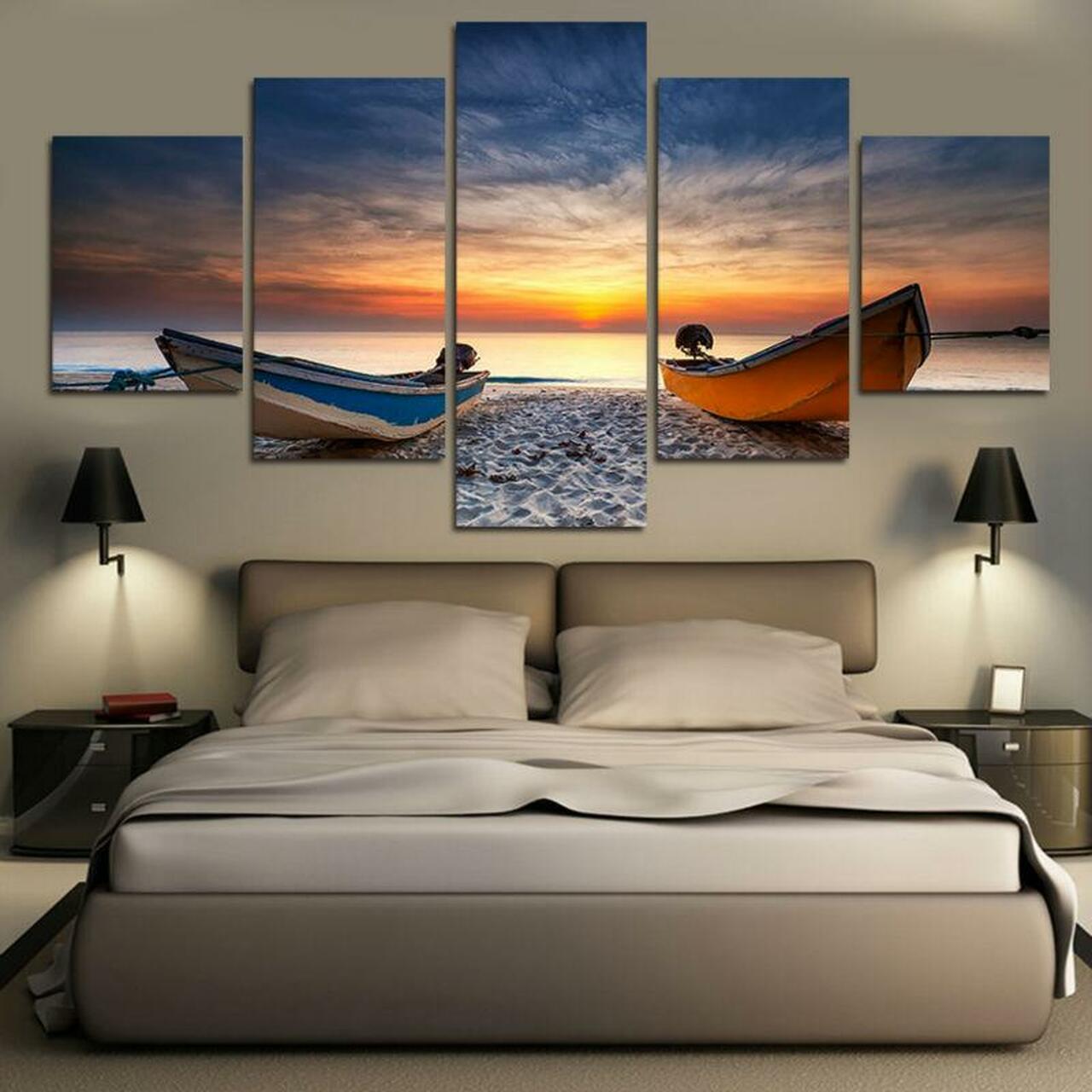 Beach Boats Canvas Wall Art Beach Boats Canvas Wall Art